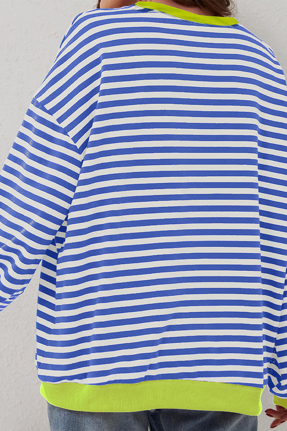 White Striped Contrast Trim Drop Shoulder Sweatshirt a270a20c85d5a5e1