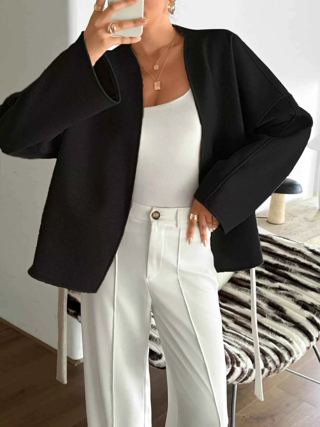 Surplice Dropped Shoulder Tie Belt Outerwear a27cad7a48184670b8e9d873de6136f6-Max-Origin