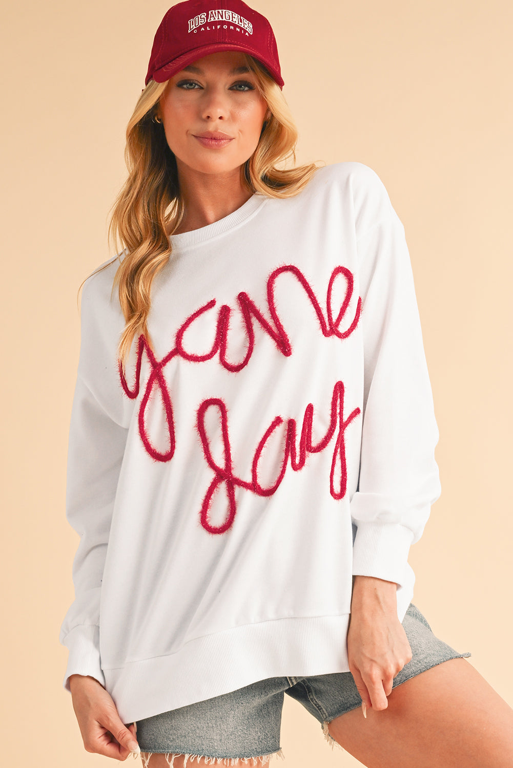 Black Tinsel Game Day Drop Shoulder Sweatshirt a28eb6321211bc16