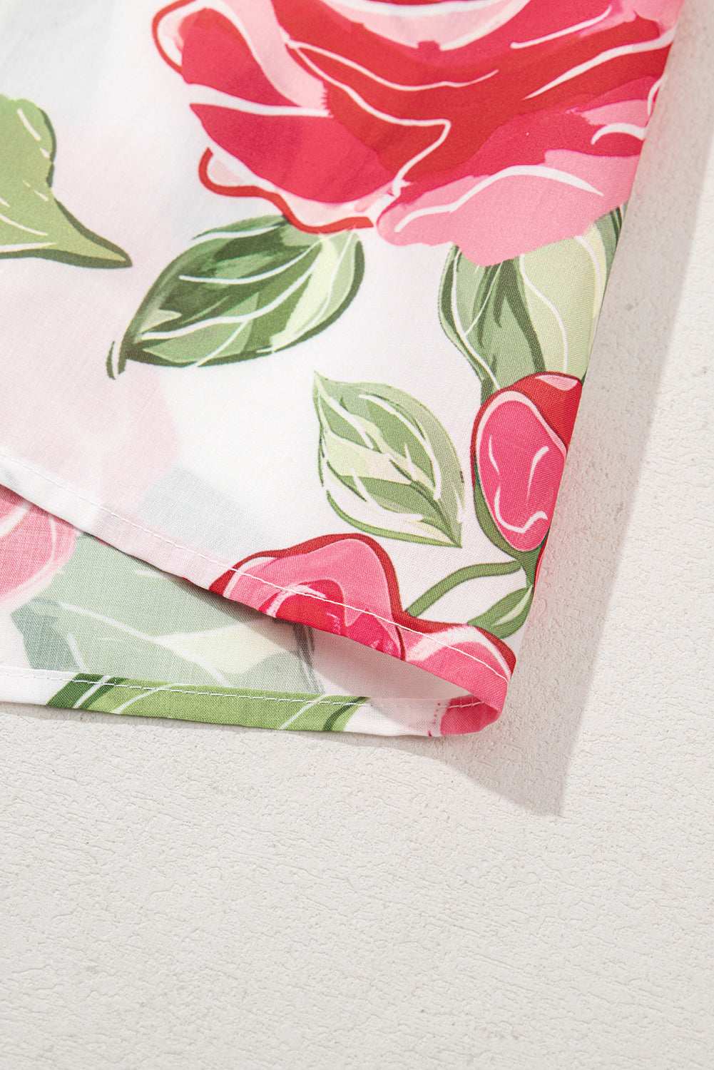 Rose Plus Size Floral Print Frill Neck Short Sleeve Blouse a2a39dccb6045ee5-_6