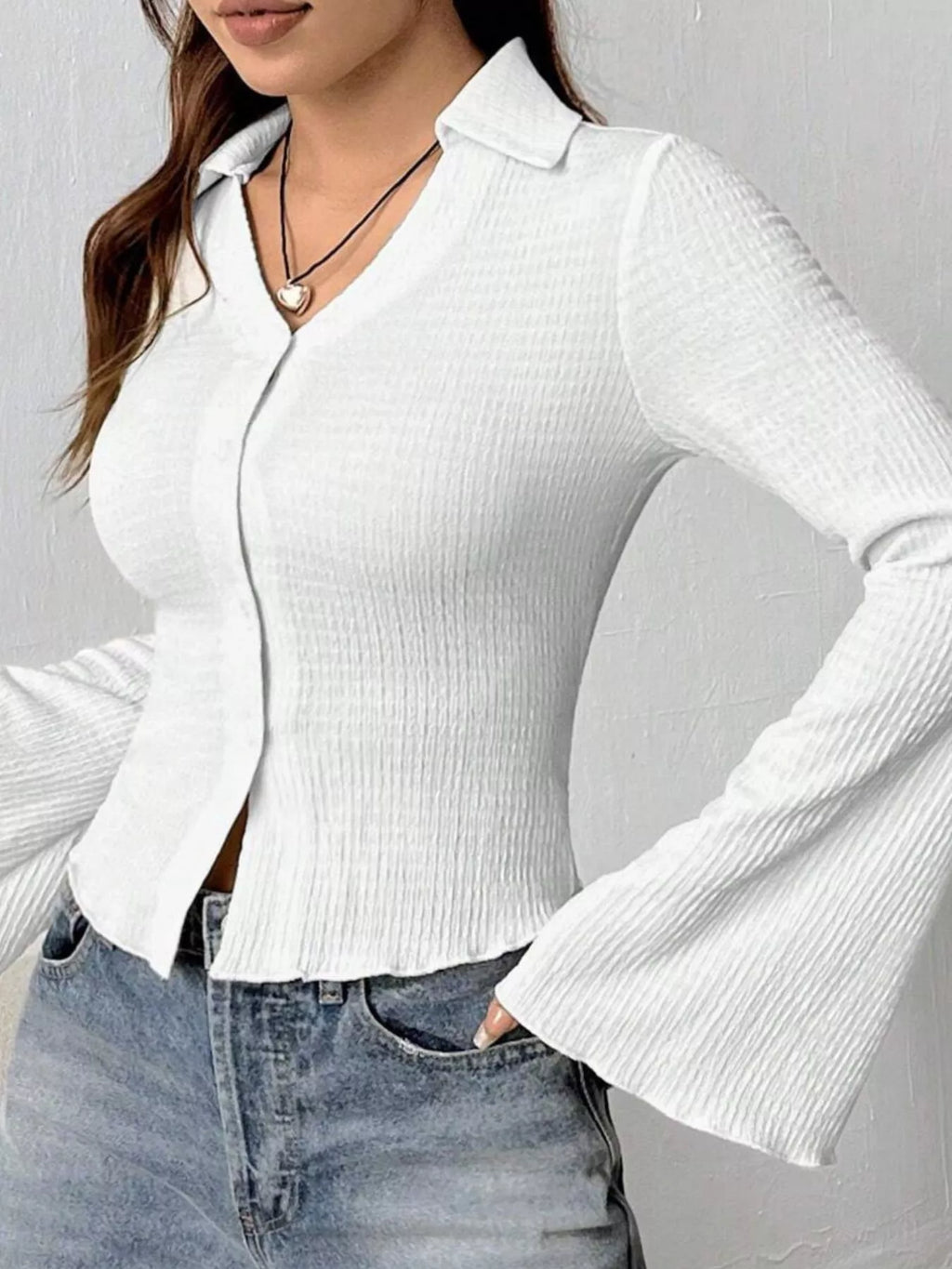 Button Up Flare Sleeve Shirt a31a7a7f-56c6-4c90-8c43-c62a57c7052f-Max-Origin