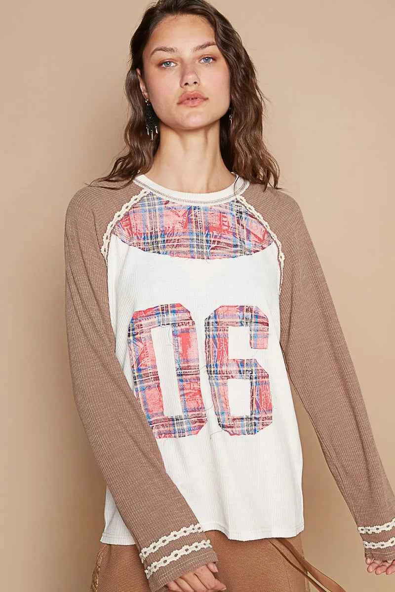 POL Plaid Number 06 Raglan Sleeve T-Shirt a32e8a46-259c-4f29-a76b-269de2325066-Max-Origin