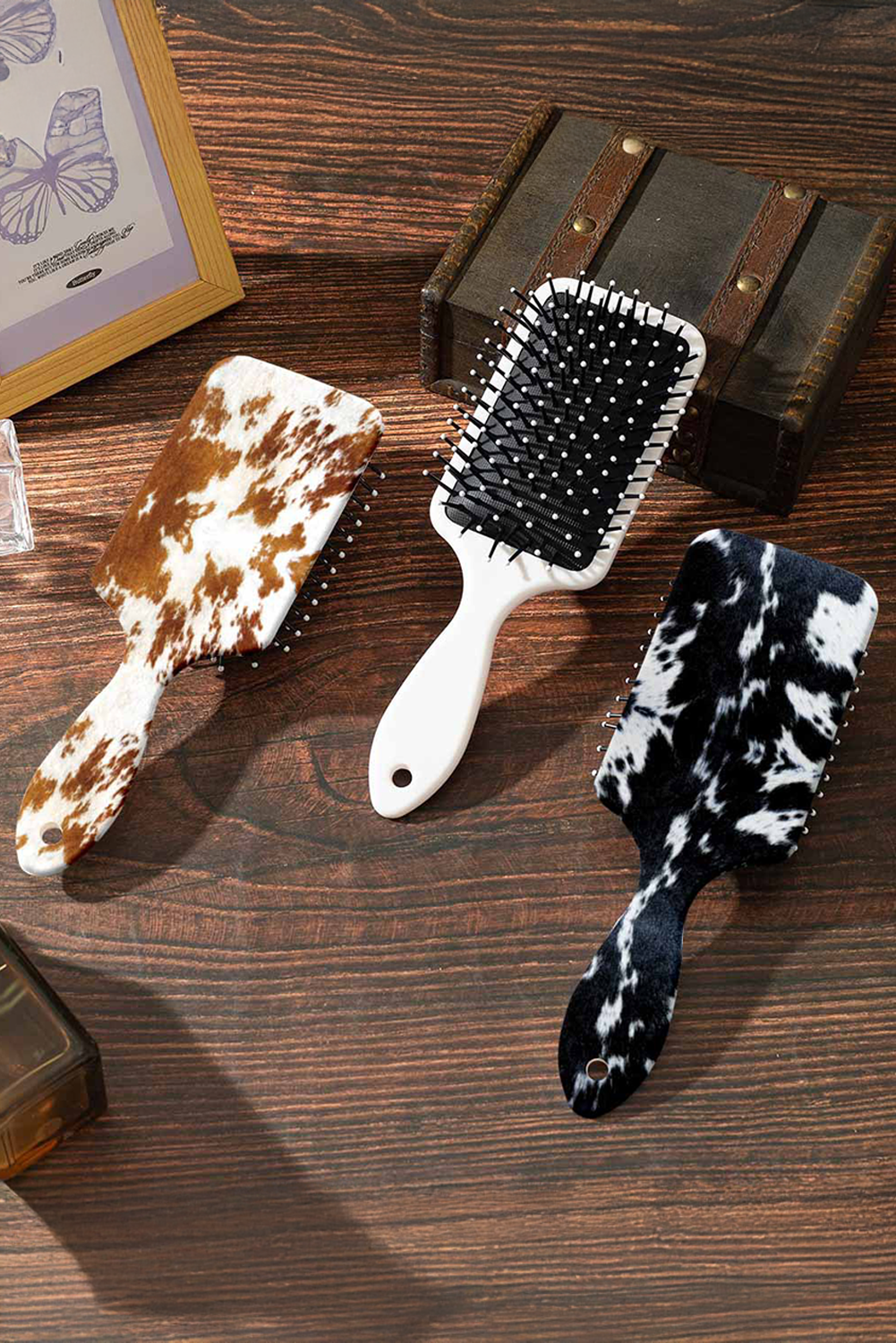 Chestnut Cow Print Hair Brush Comb a361f05548f30ccc