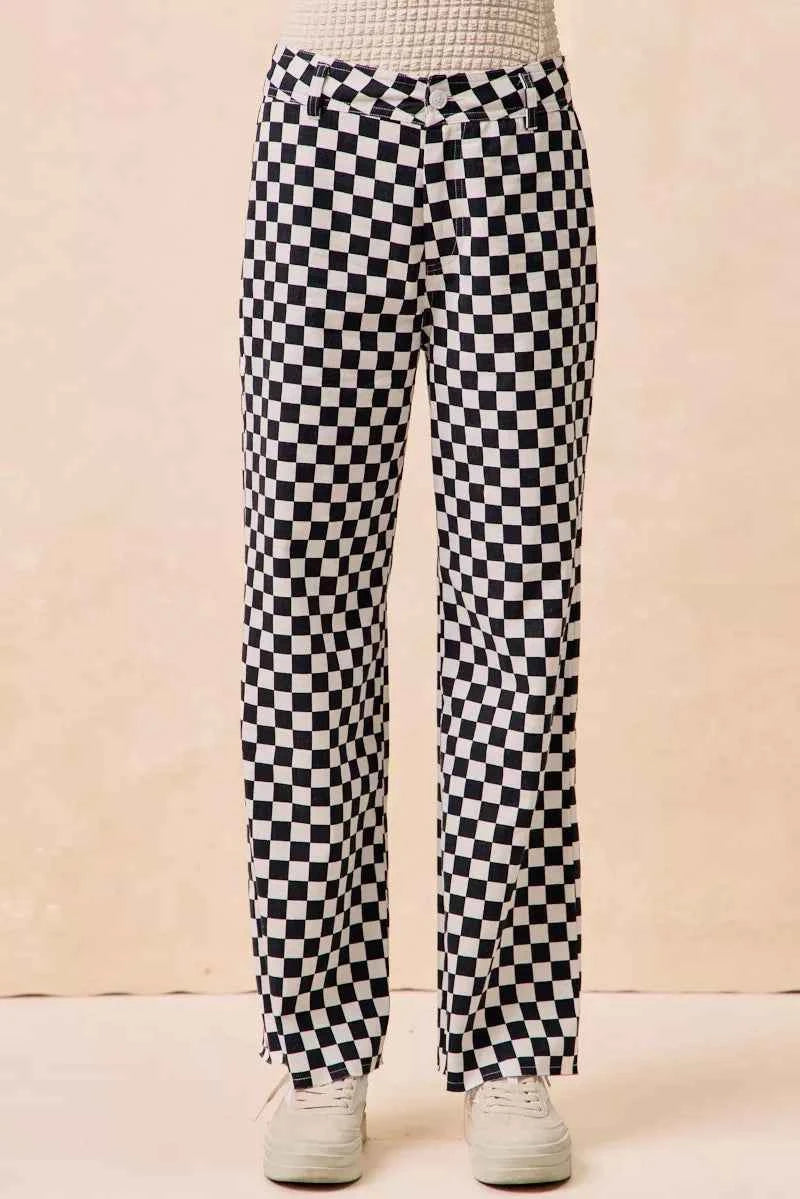 BiBi Gameday Theme Checkered Printed Pants BLACK a3741593dfc94ea29ec3159c82070809-Max-Origin
