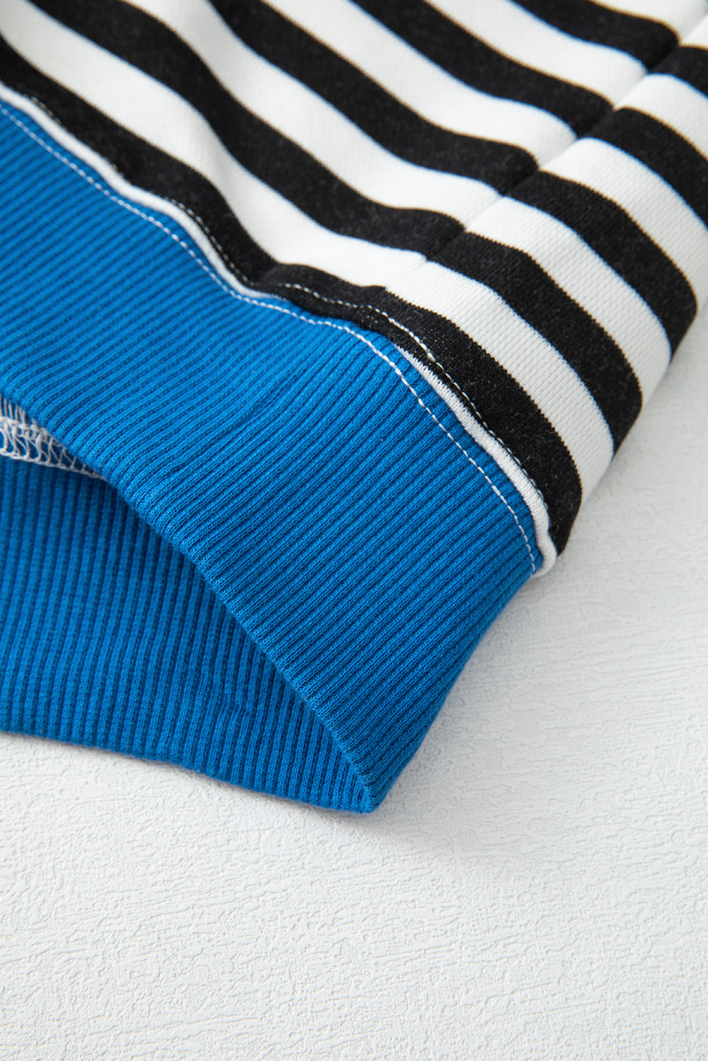 White Striped Contrast Trim Drop Shoulder Sweatshirt a39f3c207cfe9fe6