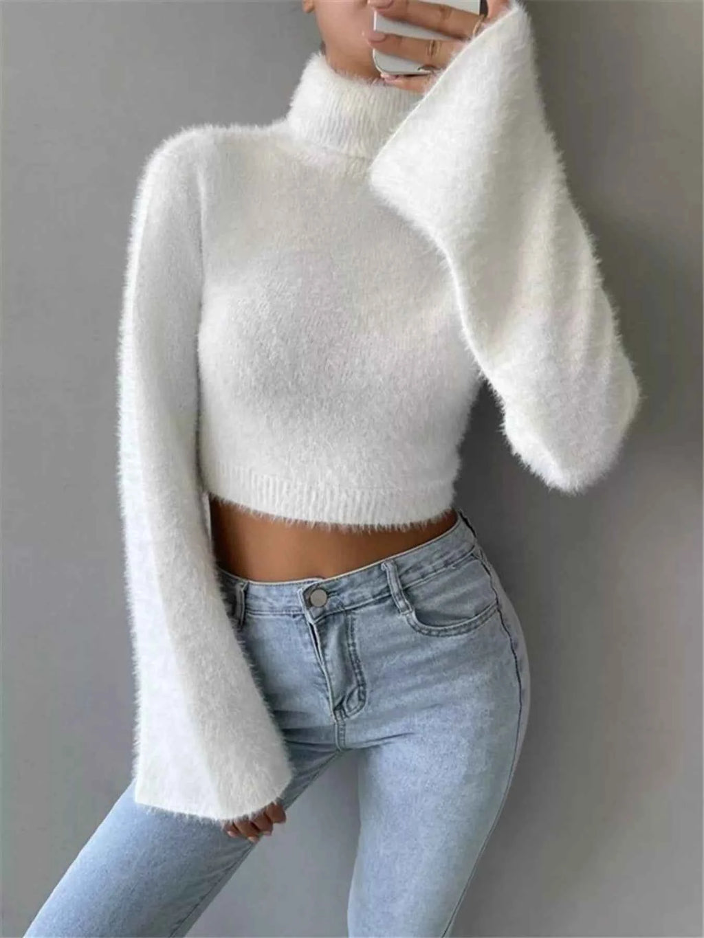 Turtleneck Flare Sleeve Sweater a3f9724f25a643398a3536c8a48a6f7d-Max-Origin
