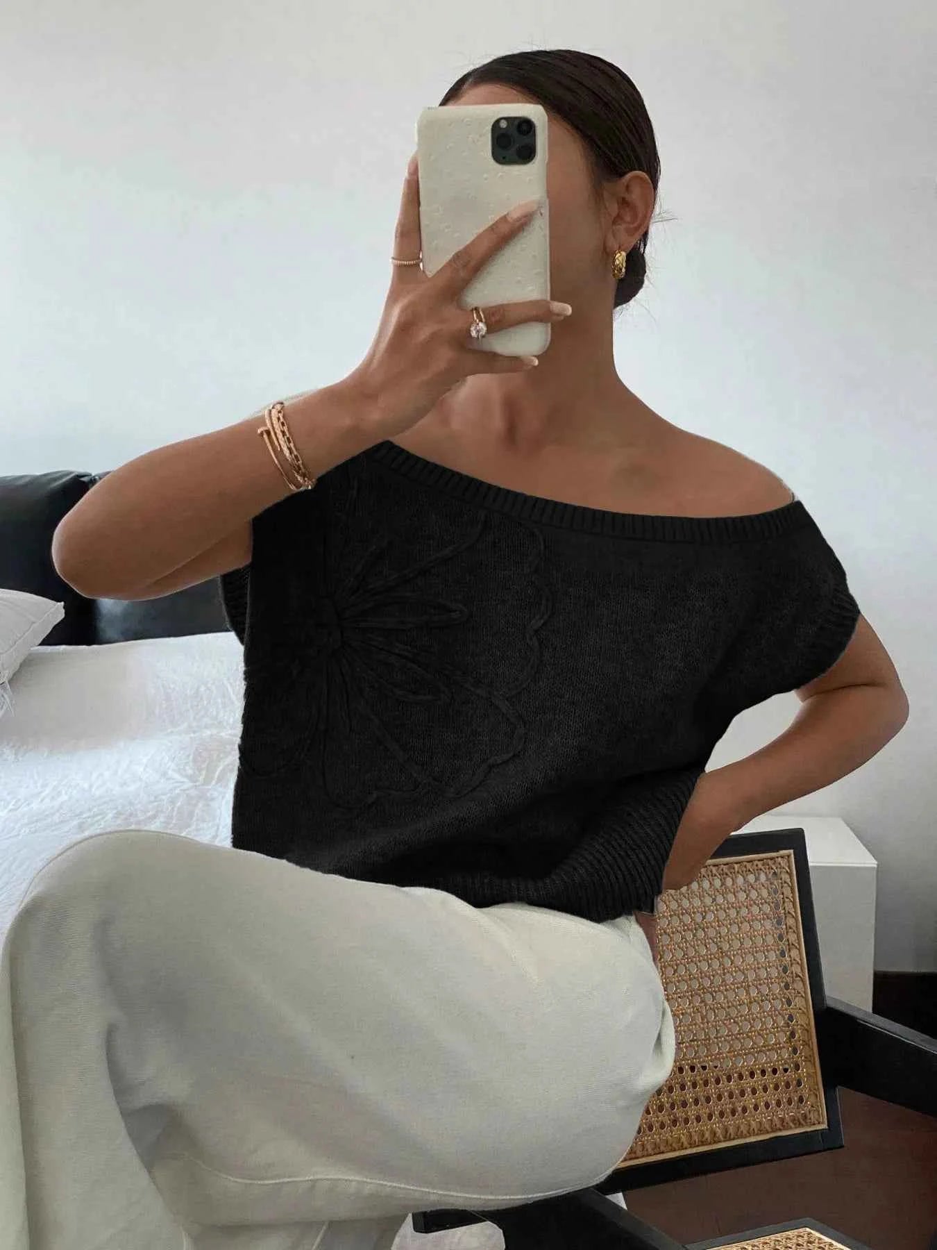 Ribbed Hem Boat Neck Sweater Black a3fcea36fa494612a1f4f00b410fc2e4-Max-Origin