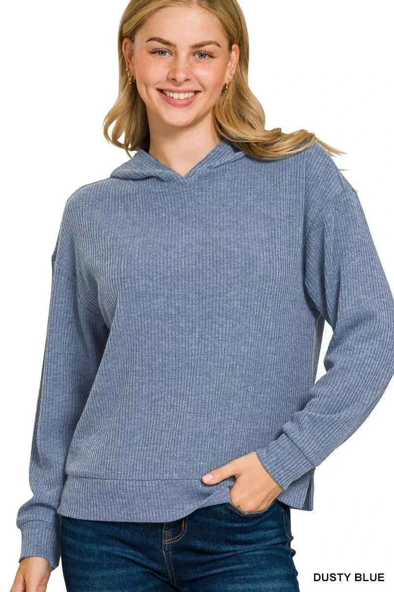 Zenana Ribbed Long Sleeve Hoodie DUSTY BLUE a4012b58cf3c4cbf9987ce65bc5f6775-Max-Origin