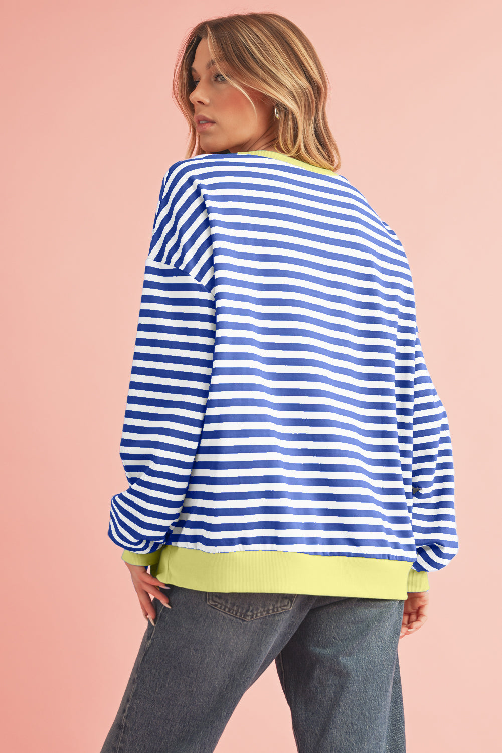 Black Stripe Contrast Edge Cross Seam Oversized Sweatshirt a430fa300c886b79