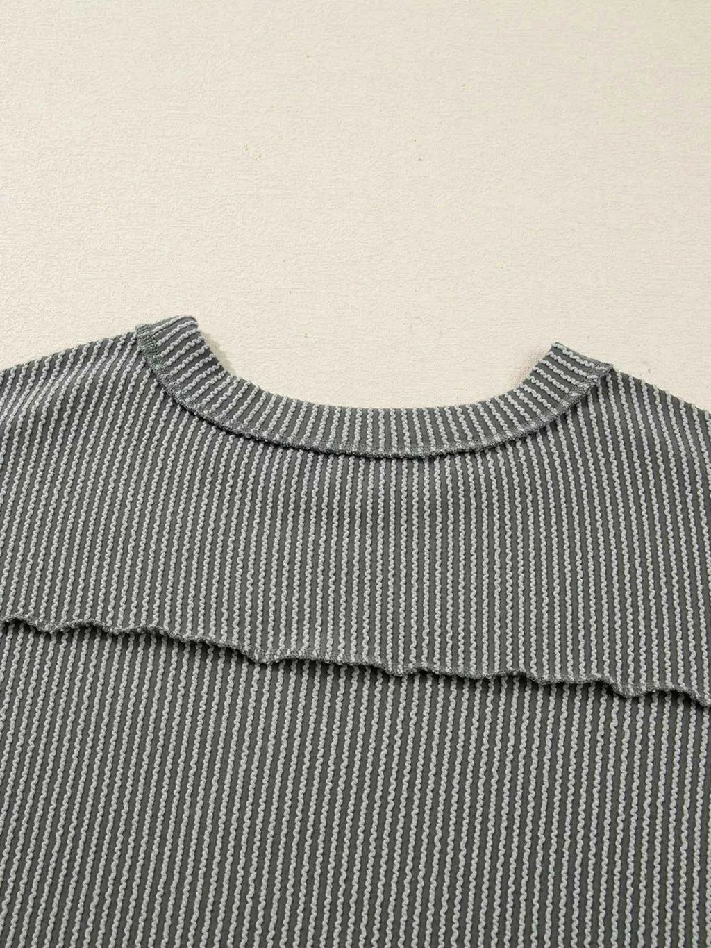 Twist Ribbed Exposed Seam Detail Long Sleeve Loose Top a433c7d9d3074381b73ab8759e75a2f7-Max-Origin