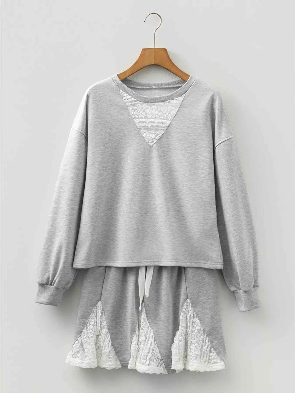 Lace Patchwork Drop Shoulder Top and Drawstring Skort 2pcs Outfit a4787fa5d62a40d1bda76103790a5dc8-Max-Origin