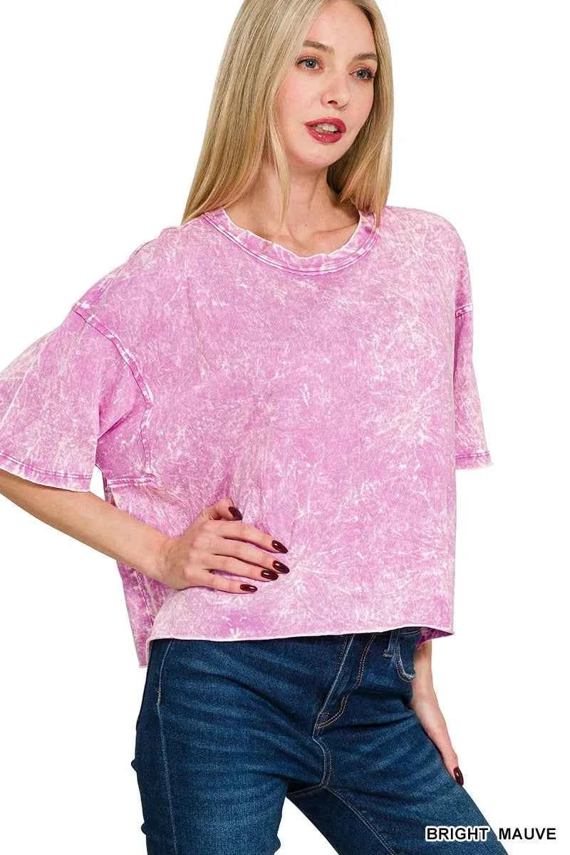 Zenana Acid Crinkle-Washed Oversized T-Shirt BRIGHT MAUVE a493cc4535354c5b955178328b483b19-Max-Origin