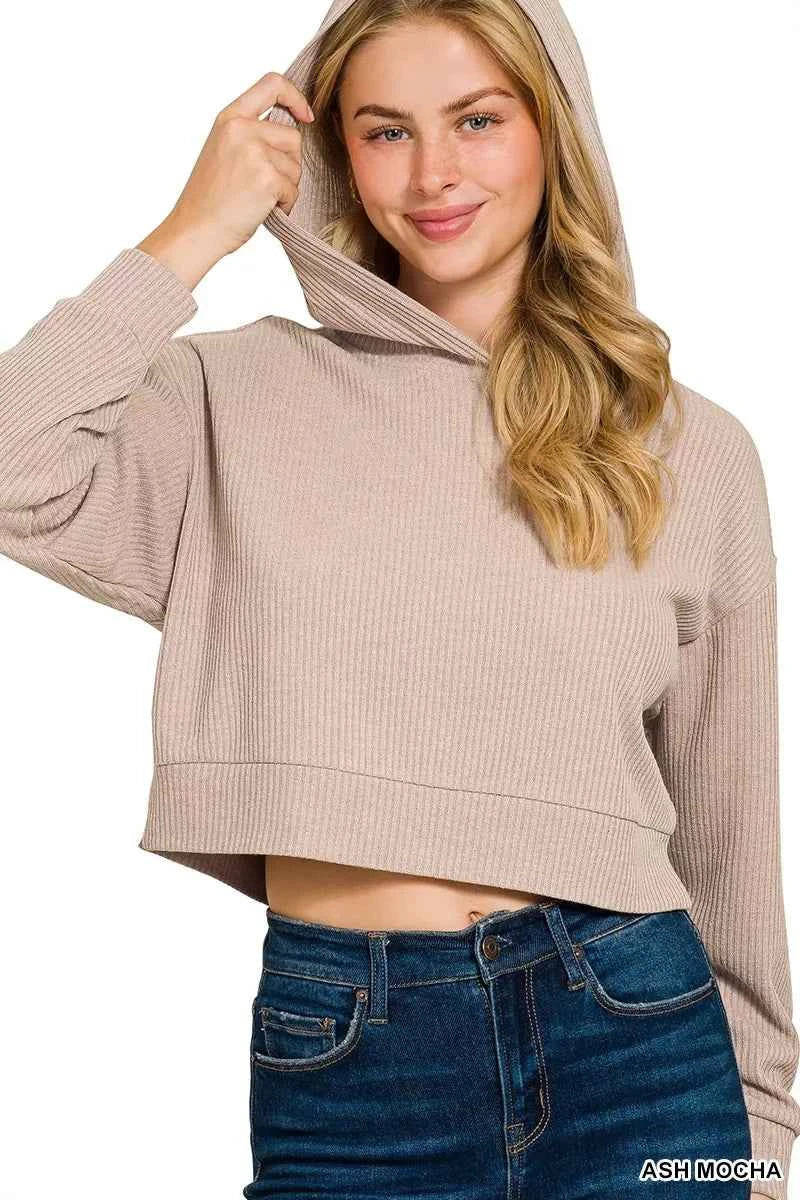 Zenana Drop Shoulder Ribbed Crop Hoodie ASH MOCHA a49bf3e396fd49b4a74641a62c00c6bf-Max-Origin