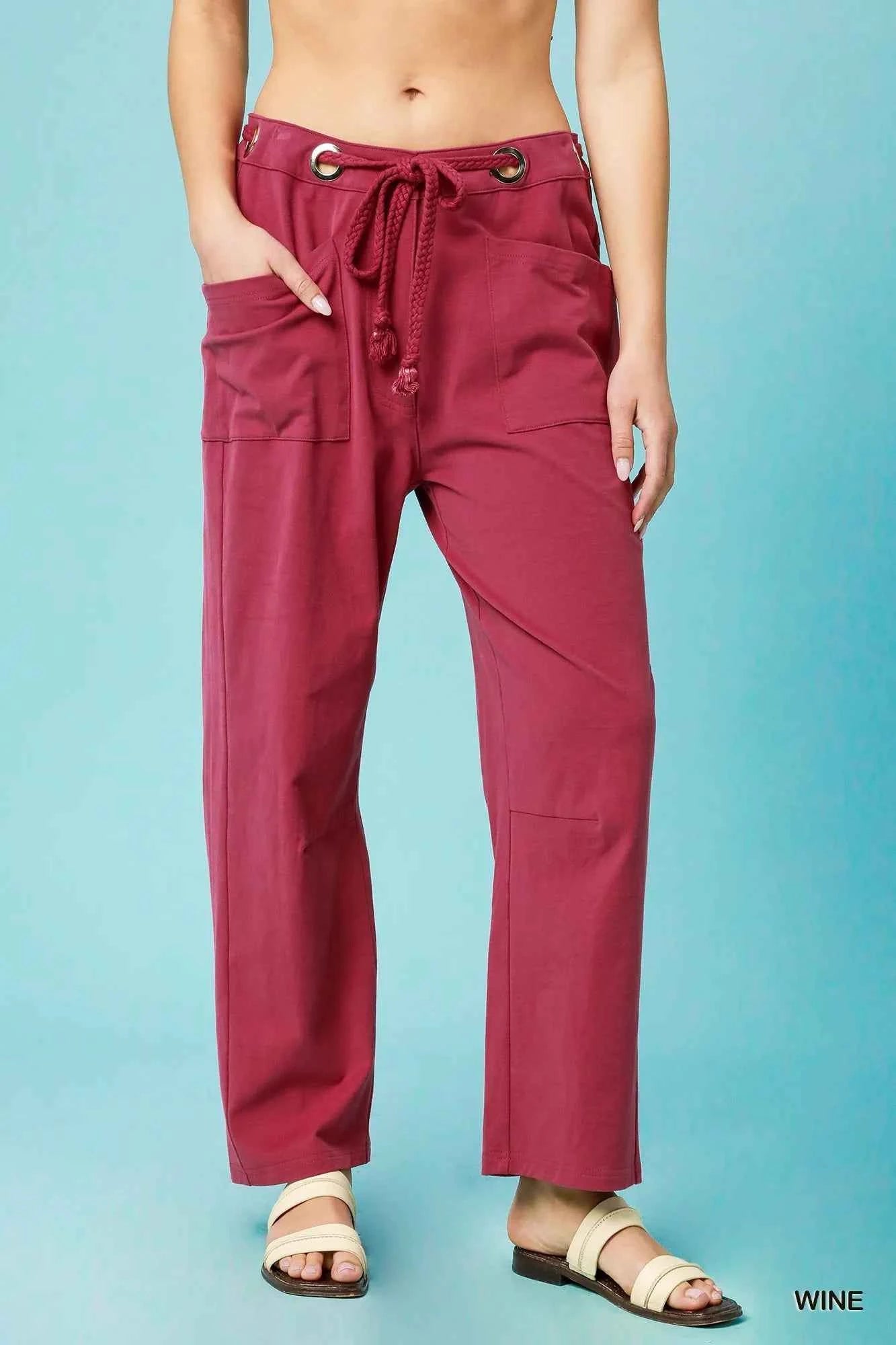 Umgee Drawstring Wide Leg Casual Pants a4a5f657-5eb5-4daf-ac41-08585737f1a8-Max-Origin
