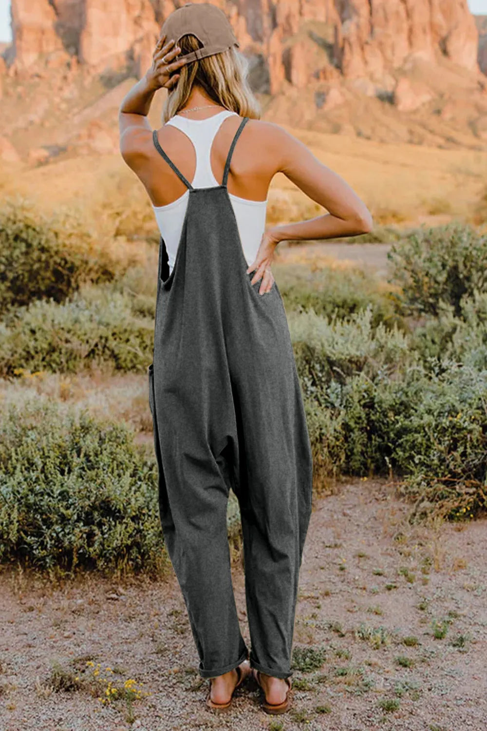 Double Take Full Size V-Neck Sleeveless Jumpsuit with Pockets a4bedafb-f18c-4b43-bede-73f9b8f859d9-Max