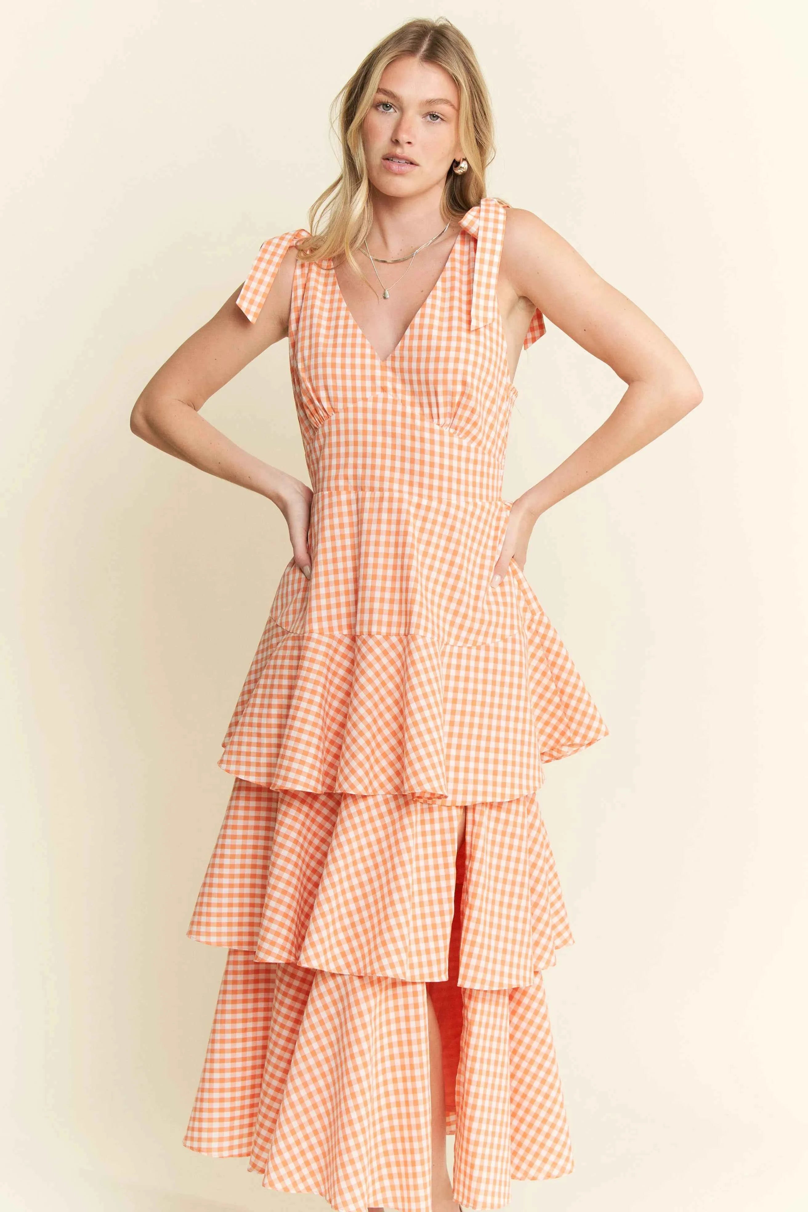 Jade By Jane Sleeveless Gingham Print Tiered Midi Dress a4d3de761e5346889b9da6106058323d-Max-Origin