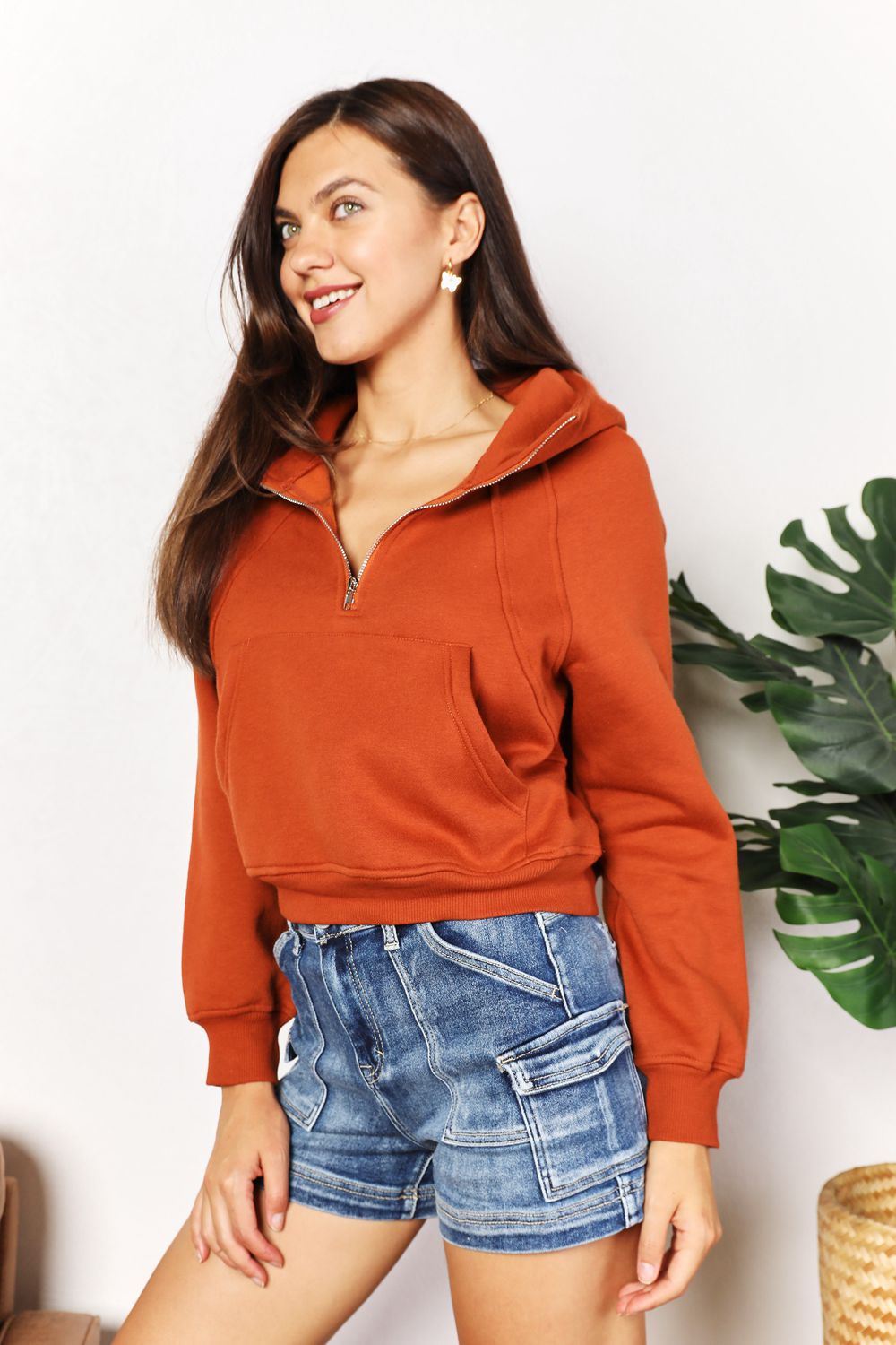 Double Take Half-Zip Long Sleeve Hoodie Caramel a4ef5aa067ec4e89a25bcb896d1346f4-Max