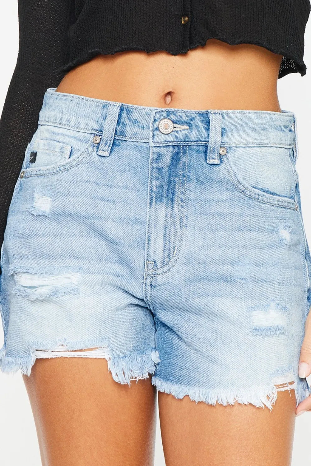 Kancan High Waist Frayed Denim Shorts a4f92892-5a34-40e5-8935-3b2b7e94b1ea-Max