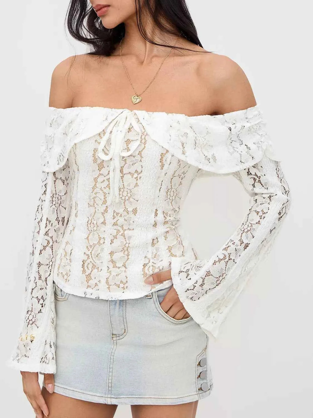 Off-Shoulder Lace Top with Bell Sleeves a4fa5179-8761-43e8-bec3-6ae88b71d500-Max-Origin
