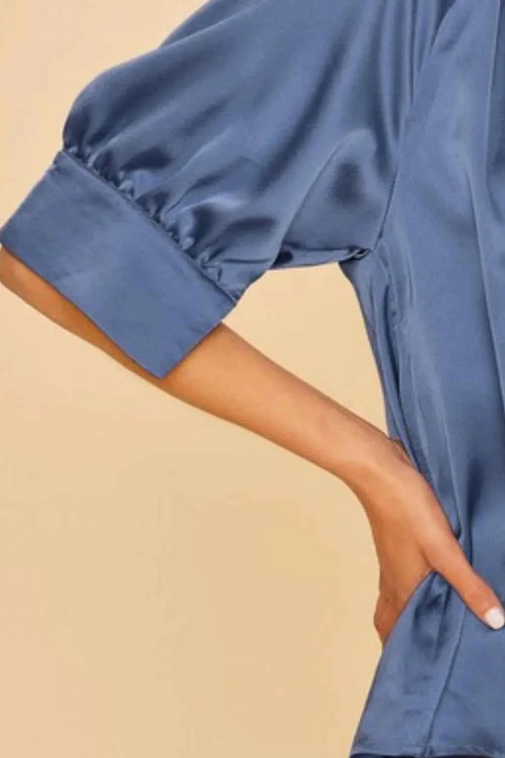 Annie Wear Satin V Neck Open Short Sleeve Woven Blouse Top a5193e28-99ae-4466-b5cf-ccc45f869957-Max-Origin