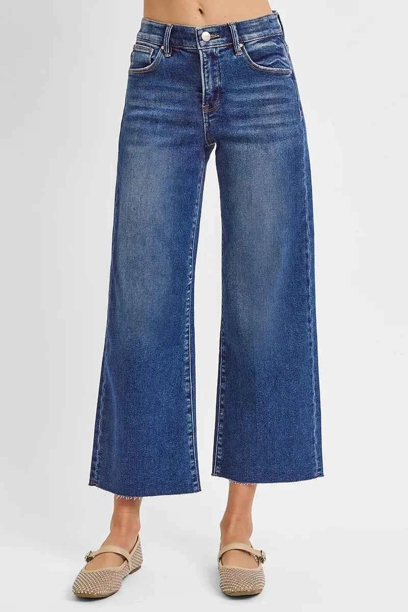 RISEN Raw Hem Wide Leg Cropped Jeans a52c5bfe-ab98-43ad-972d-e0a29642a471-Max-Origin