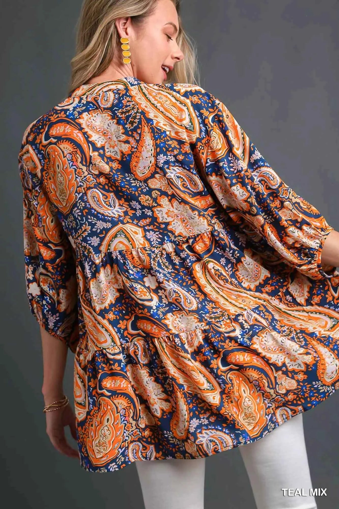 Umgee Mix Paisley Boho Tunic Blouse a5461ae0-17f1-4b76-aac9-e446755579c4-Max-Origin