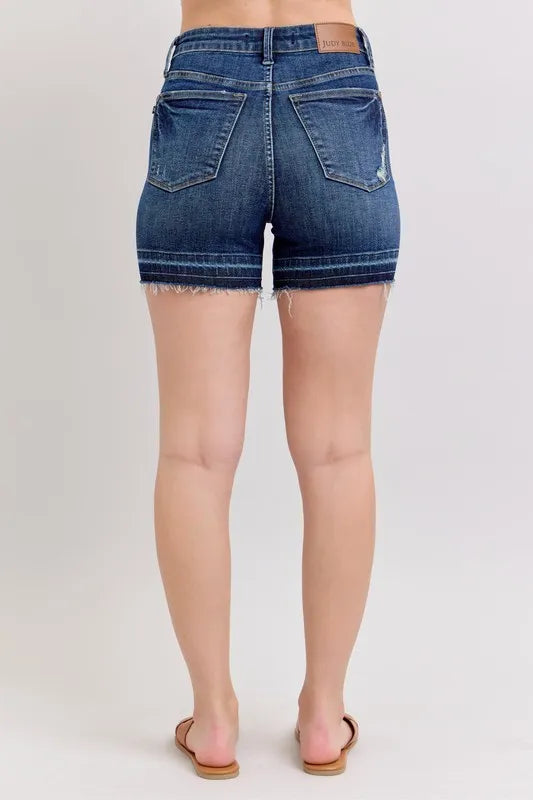 Judy Blue Full Size High Waist Tummy Control Destroy Release Hem Denim Shorts Plus Size a561da634b394ec6824bfb2e4b27120c-Max-Origin