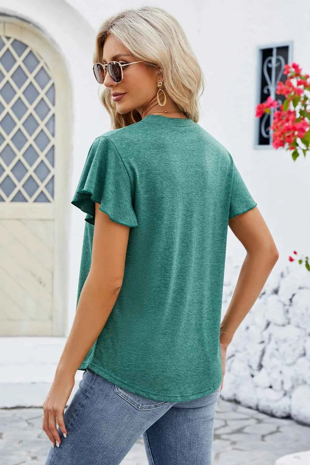 V-Neck Flutter Sleeve T-Shirt a57e600d-2f3a-4f73-94d2-cf6b34722968-Max