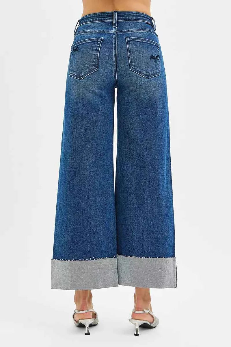 RISEN High Rise Crop Wide Leg Ribbon Detail Jeans a5ce1a6c11704c7c830acb22a8266dbe-Max-Origin
