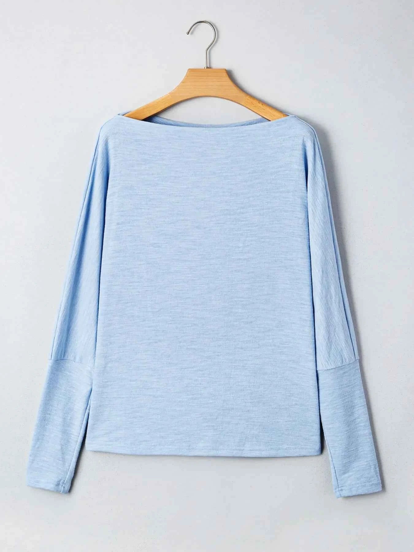 Solid Color Batwing Long Sleeve Top a5d2a262cc1144e5a4bd0b81953bbce3-Max-Origin