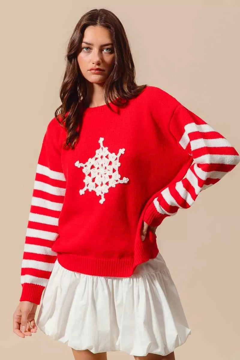 SO ME Christmas Snowflake Crochet Embellished Sweater a5dd69eeb315425d9dd084e7aa3bcc9c-Max-Origin