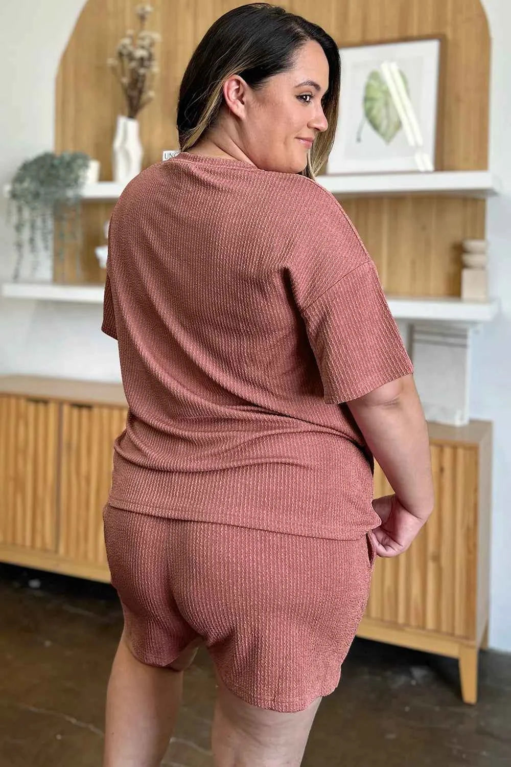 Double Take Full Size Round Neck Short Sleeve T-Shirt and Shorts Set a5fb485c-8135-4bae-8726-2cac8f3247a9-Max