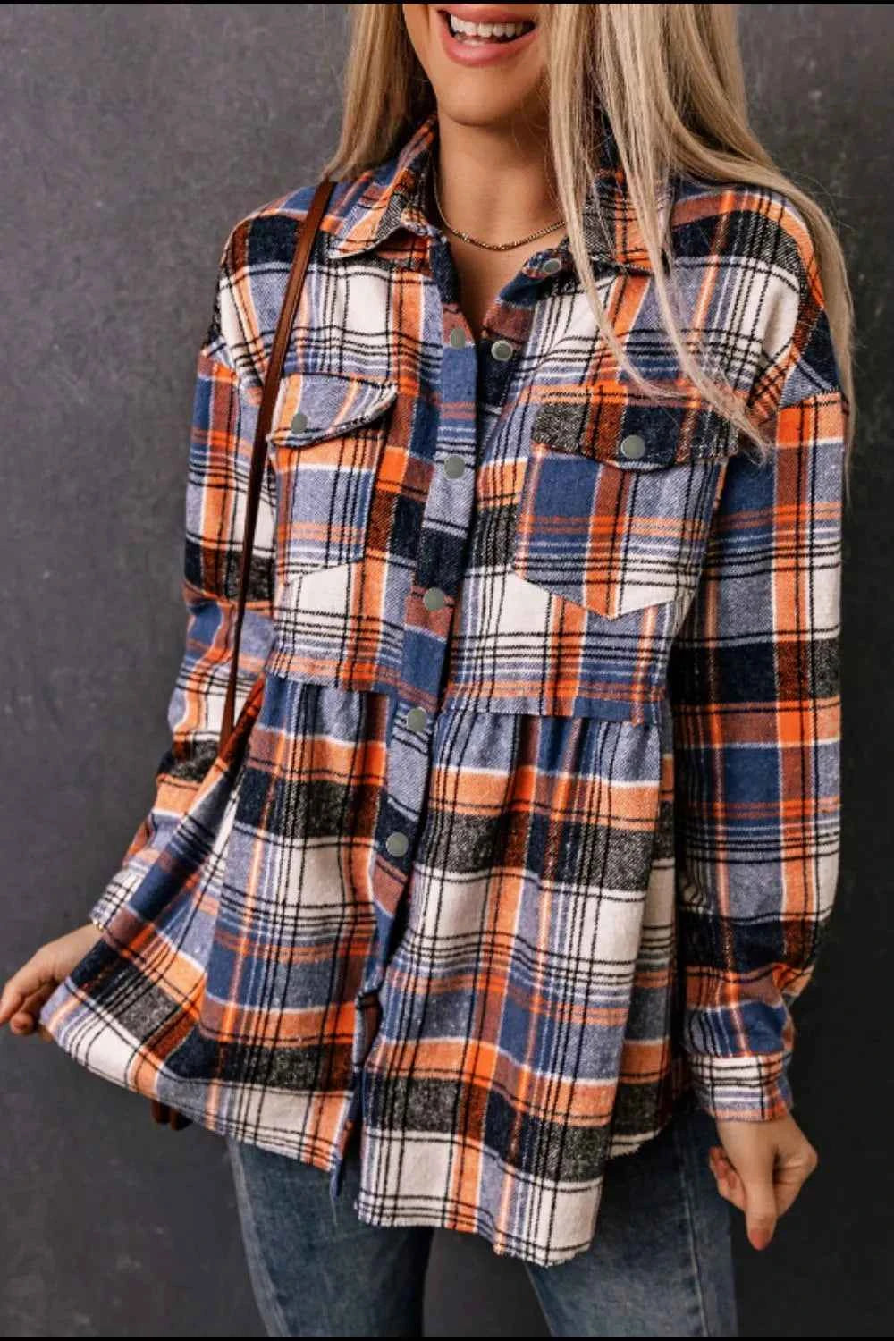 Plaid Collared Neck Long Sleeve Shirt Plaid a600cbf5-ae2e-461b-848a-f4055572eafa-Max