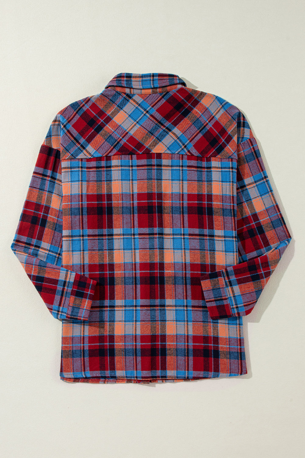 Orange Plaid Print Pocket Loose Shirt Shacket a608c347885ecce6