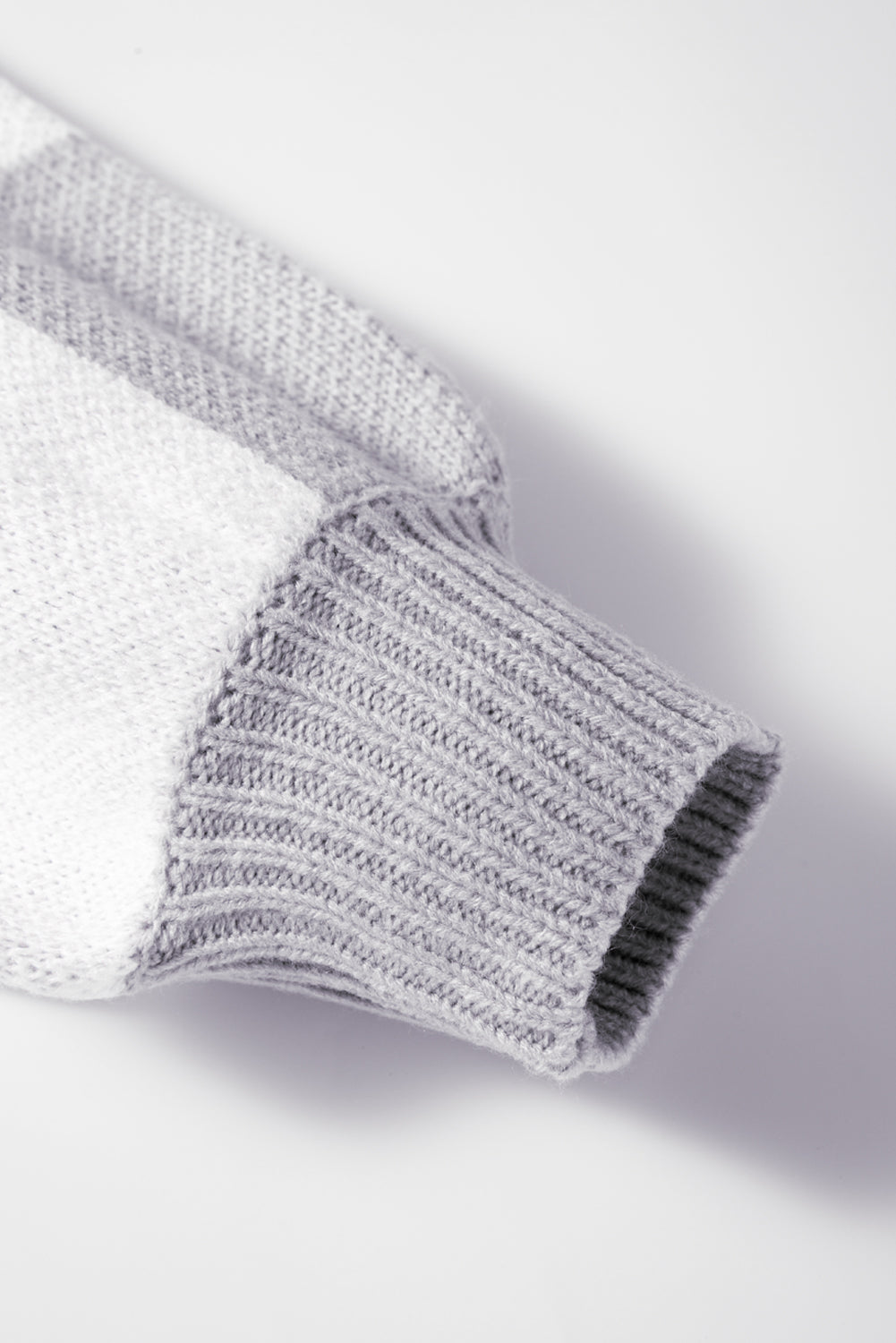 Orange & White Plaid Exposed Seam Bishop Sleeve Sweater a62fa4fd0a9a6844