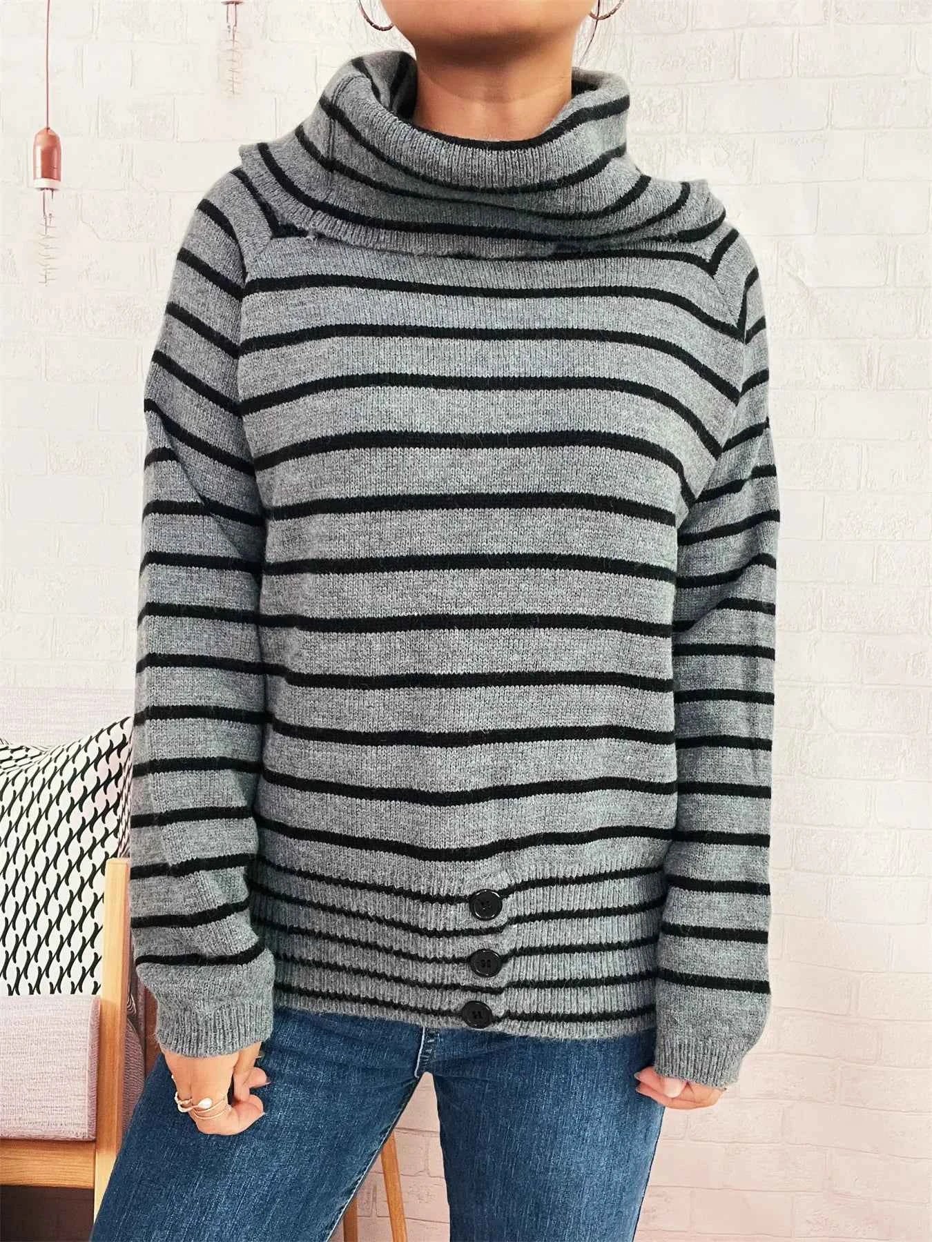 Striped Turtleneck Long Sleeve Sweater a63a093d005148cf8c722cdc2c09a658-Max-Origin
