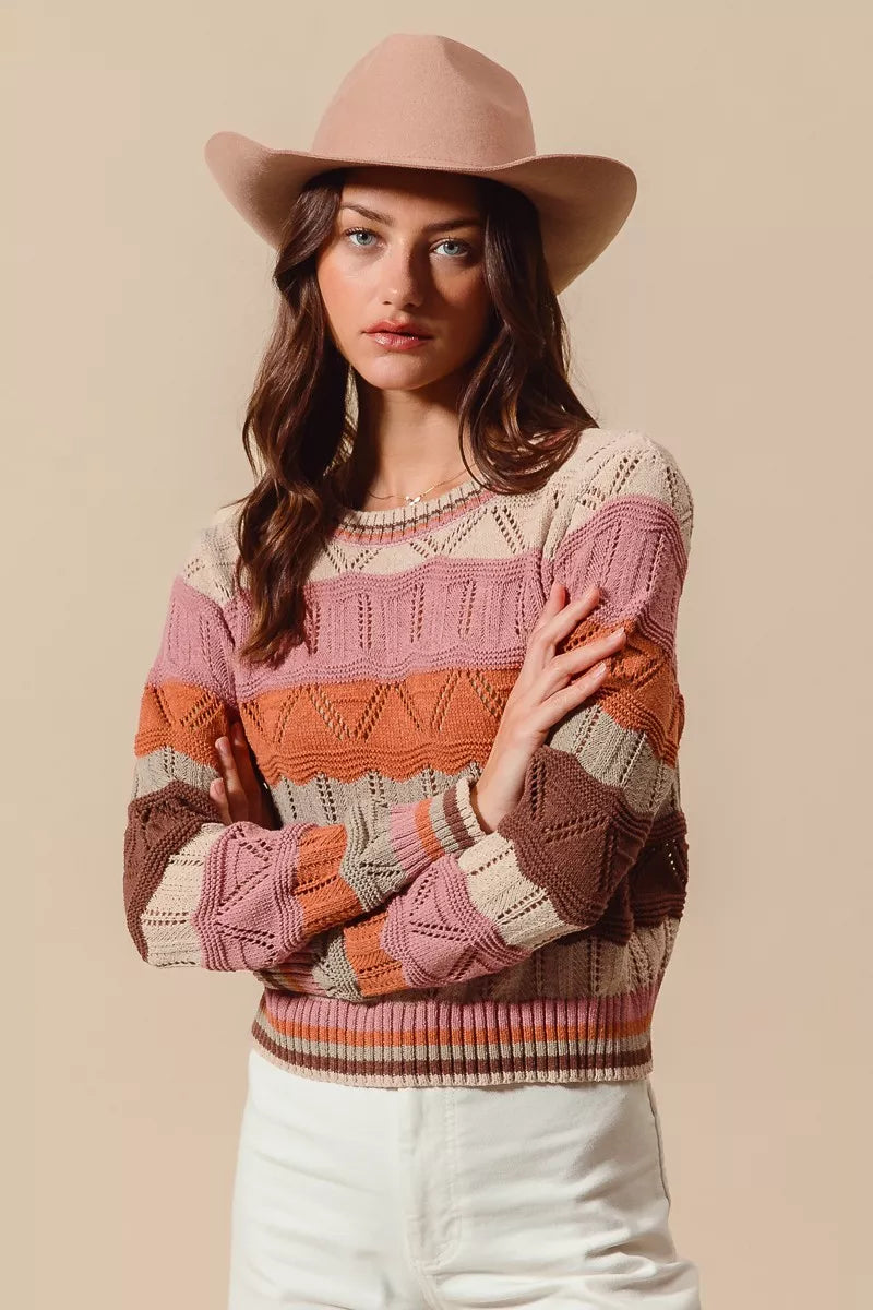 SO ME Multi Color Wavy Stripe Sweater Top a6464cf8c2734340ba8e52f0eb79cd2b-Max-Origin