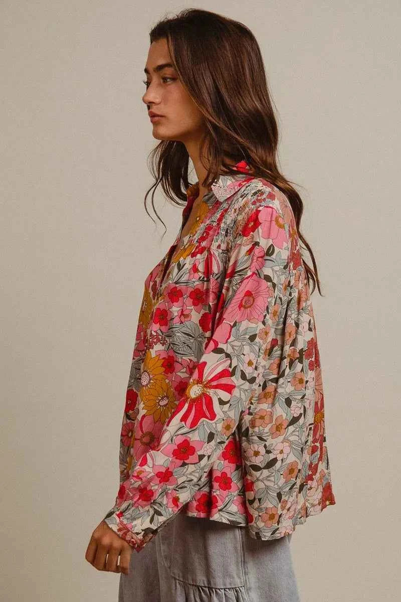 BiBi Woven Floral Printed Shirt Top a6916966c4e143b3825529bff7fe52b3-Max-Origin