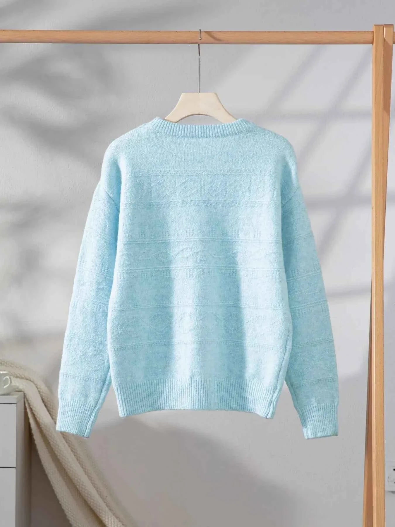 Round Neck Long Sleeve Sweater a69a2516-231a-40d8-9eb6-f51cd398cead-Max-Origin