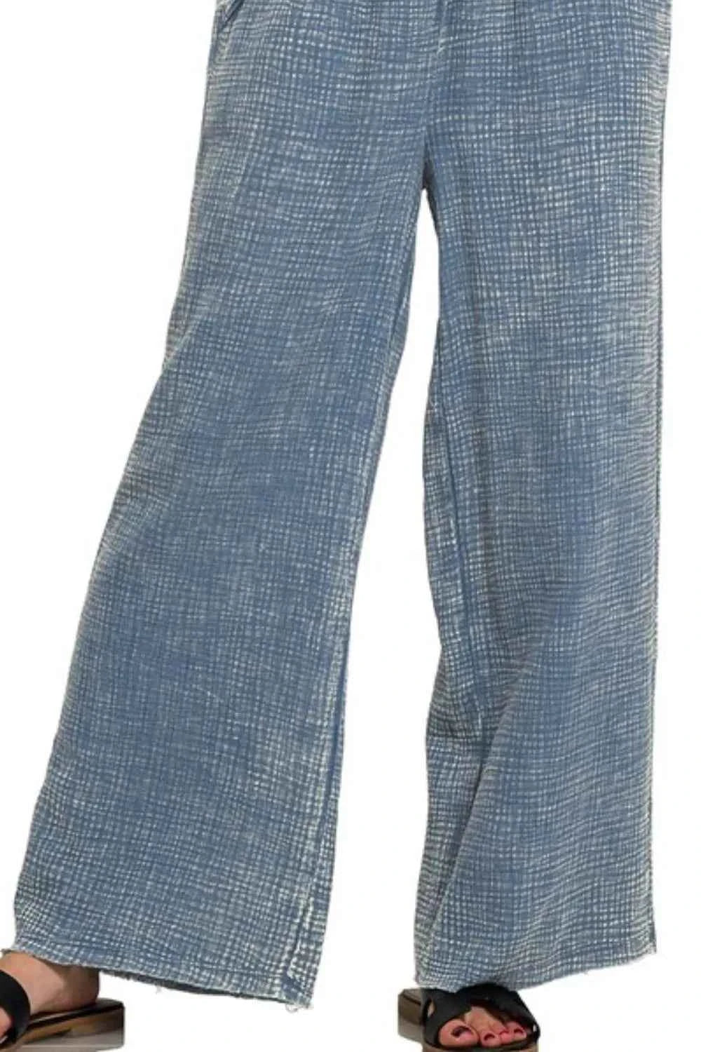 Zenana Washed Double Gauze Elastic Band Waist Pants a6b7761b-7cf2-4647-bf07-a4412ffaad42-Max-Origin