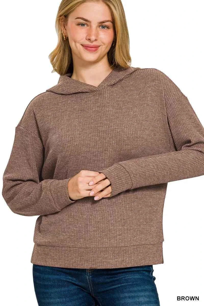 Zenana Ribbed Long Sleeve Hoodie a6e5ff231f5849fc8f583c7e4cbf9c40-Max-Origin