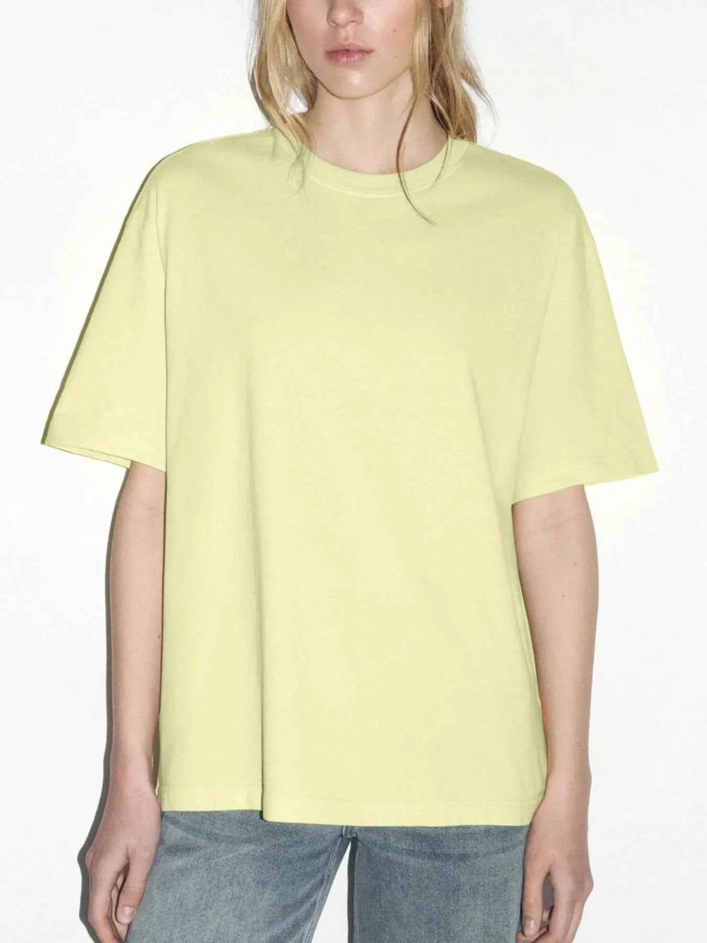 Plus Size Oversized Round Neck Short Sleeve T-Shirt Yellow Green a7005d75-f2ad-4270-adfa-9f9b14f609b5-Max-Origin