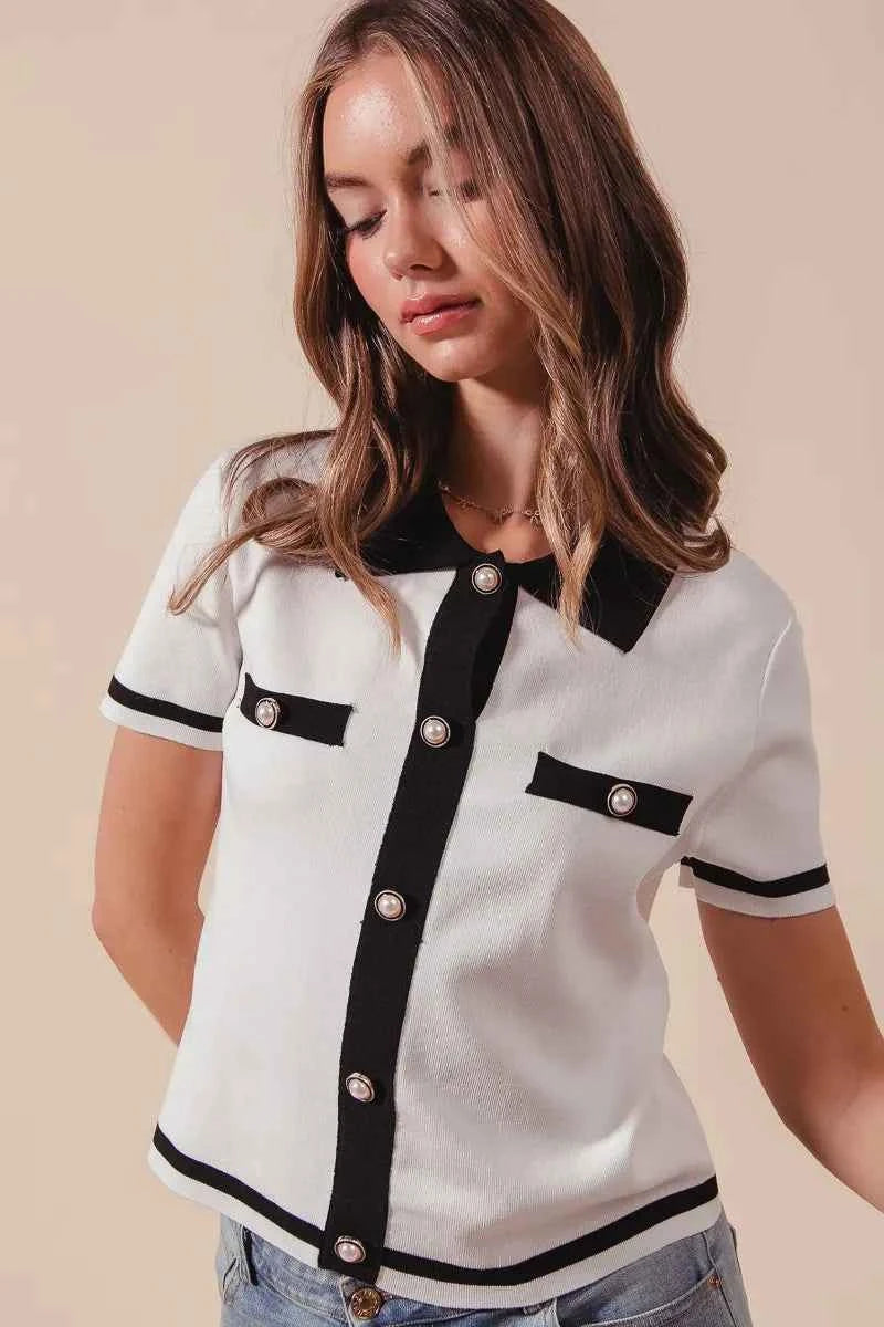 SO ME Button Down Knitted Sweater Shirt Top a70ab7f249574ea08c57822df366a07c-Max-Origin