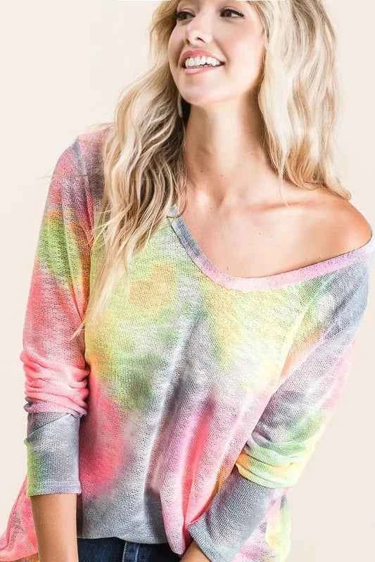 BiBi Tie Dye Print Low Gauge Knit Top a70ff3a25c2f466b91a02b979a4a4a31-Max-Origin