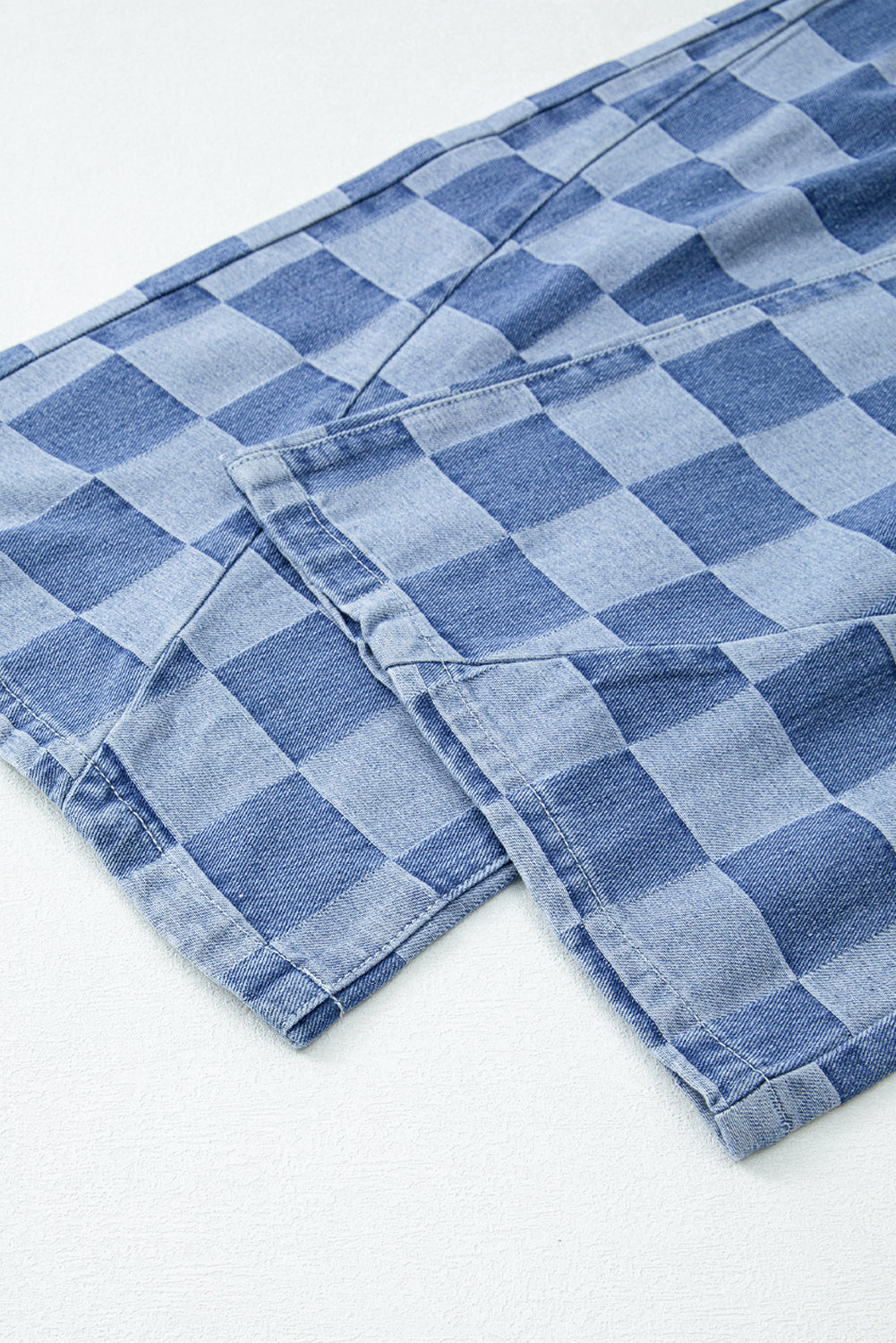 Dusk Blue Checkered Light Washed Wide Leg Jeans a7119411ff37c5bc