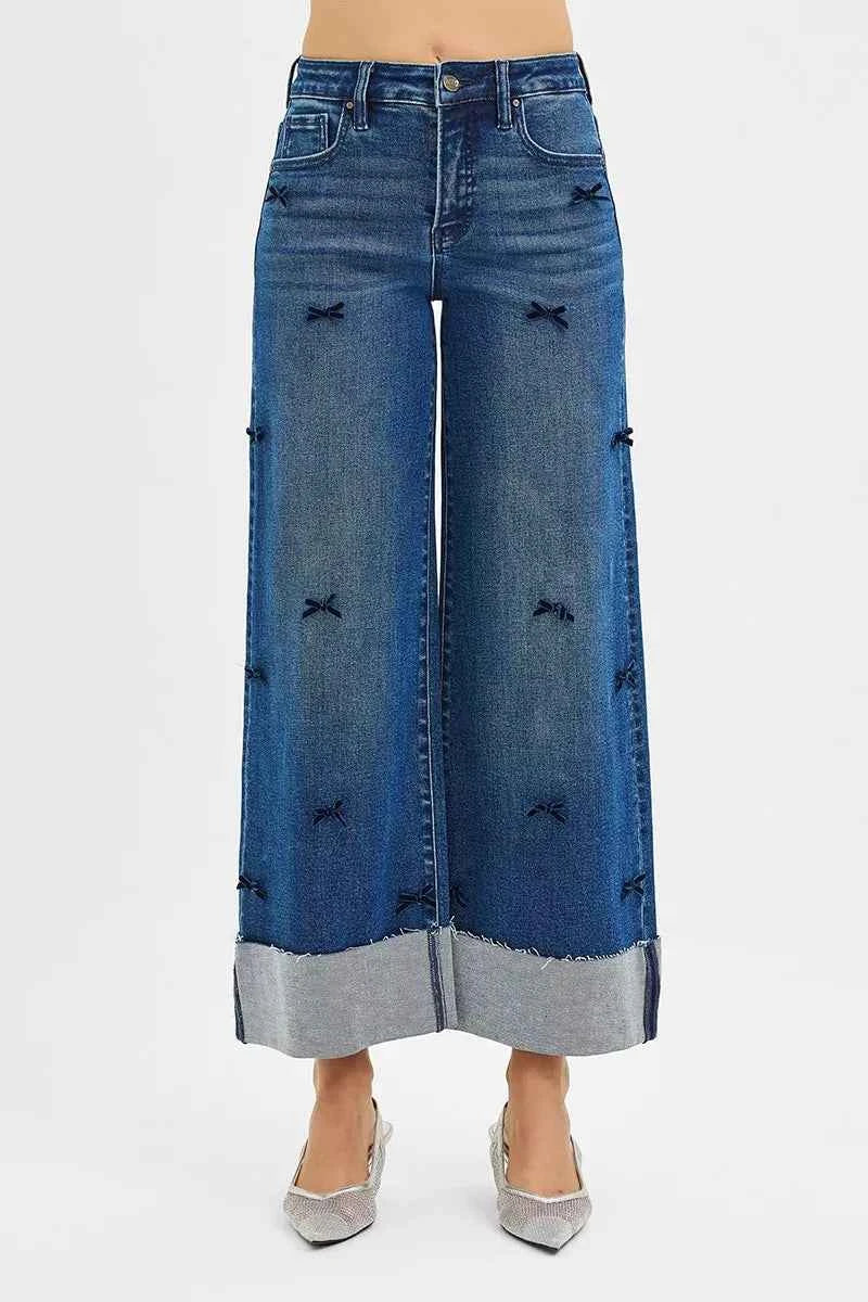 RISEN High Rise Crop Wide Leg Ribbon Detail Jeans DARK a73627d656324cc5aa84b5fbd41368b6-Max-Origin