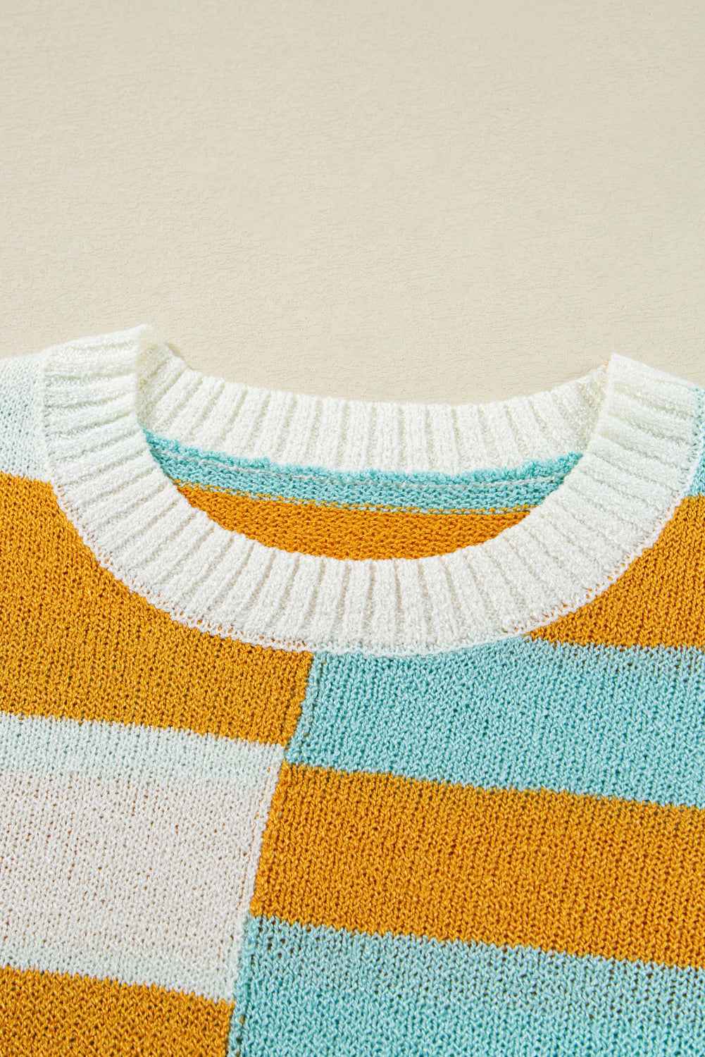 Jurassic Gold Colorblock Striped Pullover Sweater a740a3bb516e45ef