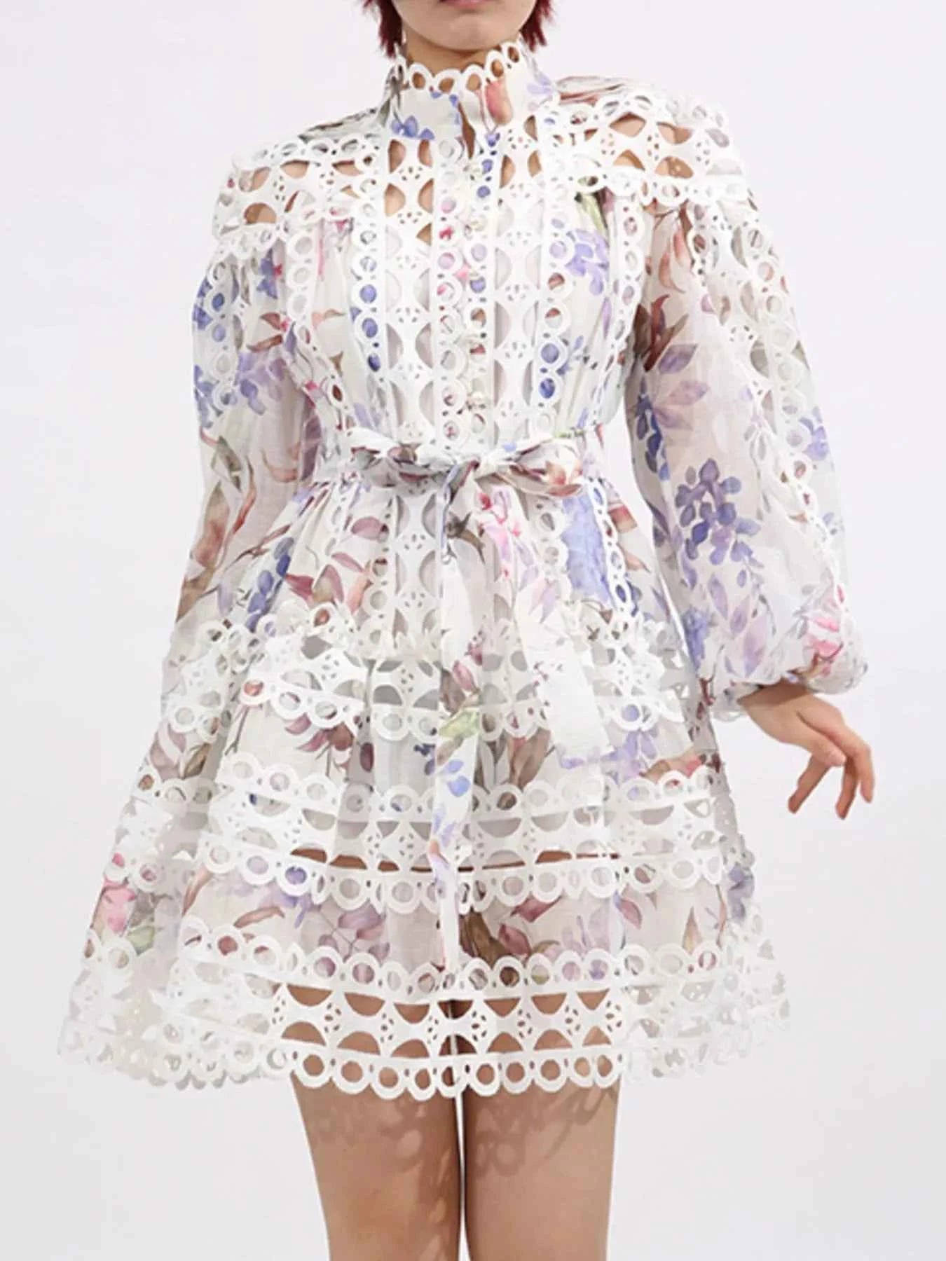 Lace Eyelet Mini Dress with Balloon Sleeves a74b202f-33d3-4874-9ccf-c620432e246b-Max-Origin