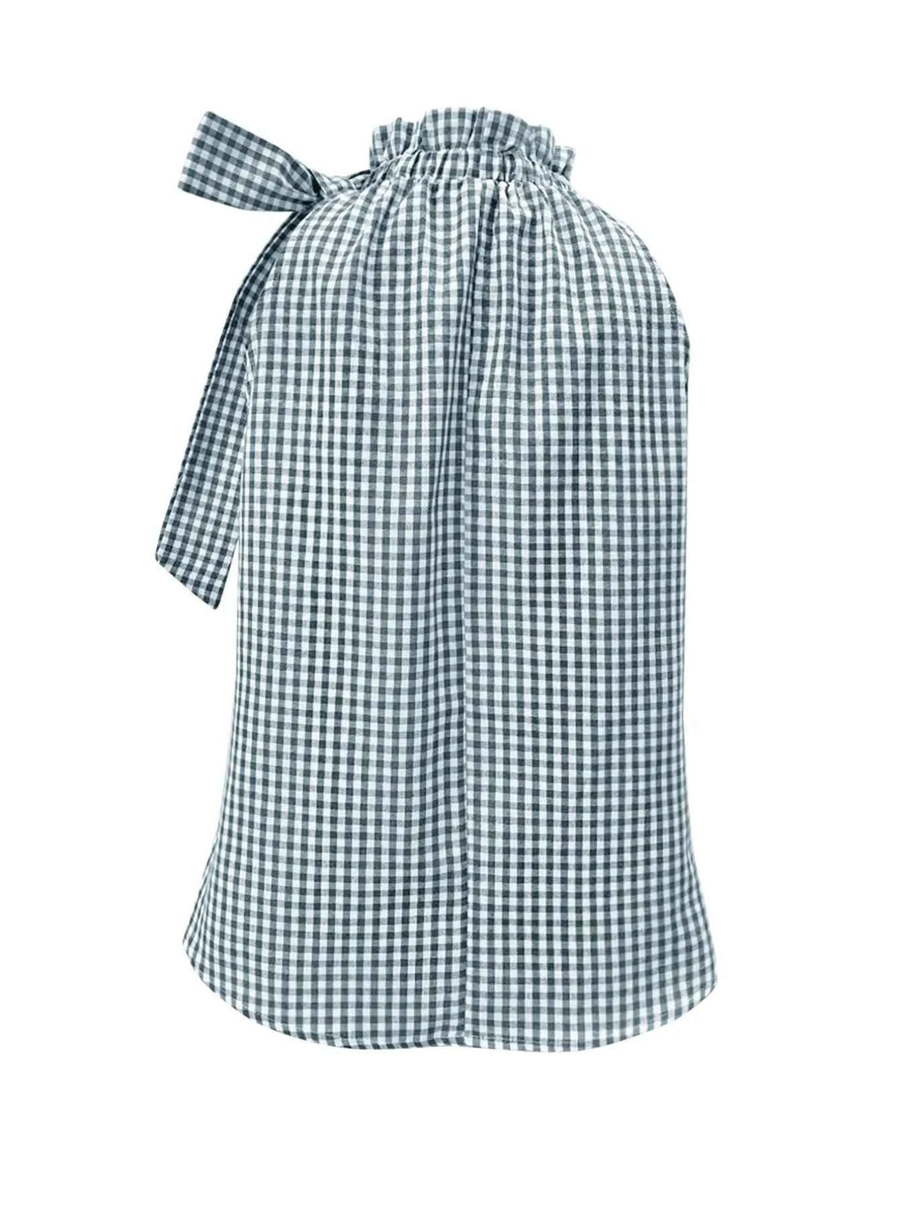 Asymmetric Gingham Bow Tie Sleeveless Top a760b6fb-ce91-404f-8739-57acea7d6608-Max-Origin