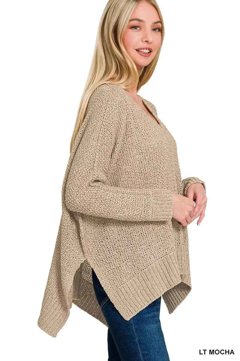 Zenana Dolman Sleeve V-Neck Sweater a76a921f-a980-4ca0-ad69-34daa94847d1-Max-Origin